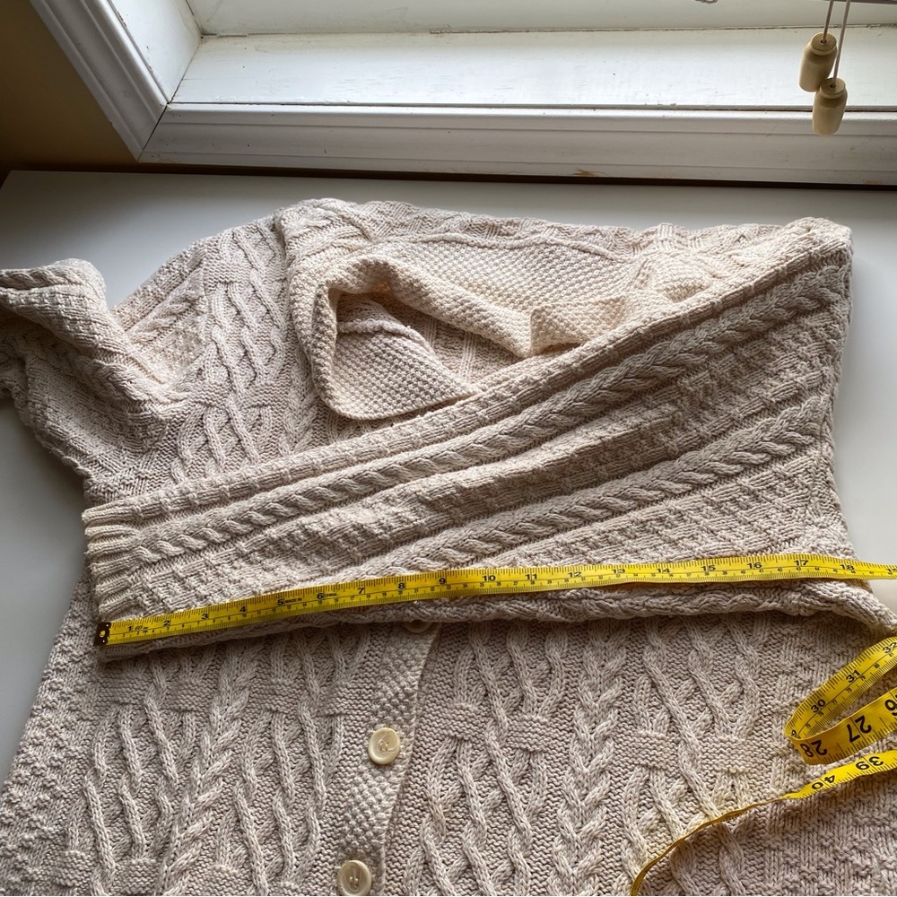 Parkhurst Northern Reflections Cable Knit Cardigan Sweater Shawl Collar Cream - Picture 12 of 14
